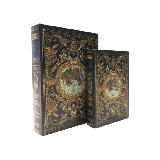 Book box set of 2 world map design