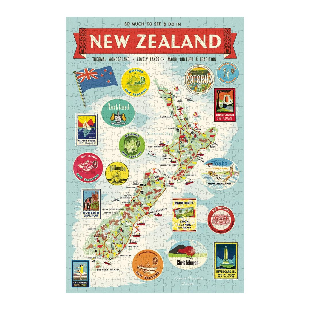 cavallini jigsaw puzzle vintage nz map 500pce