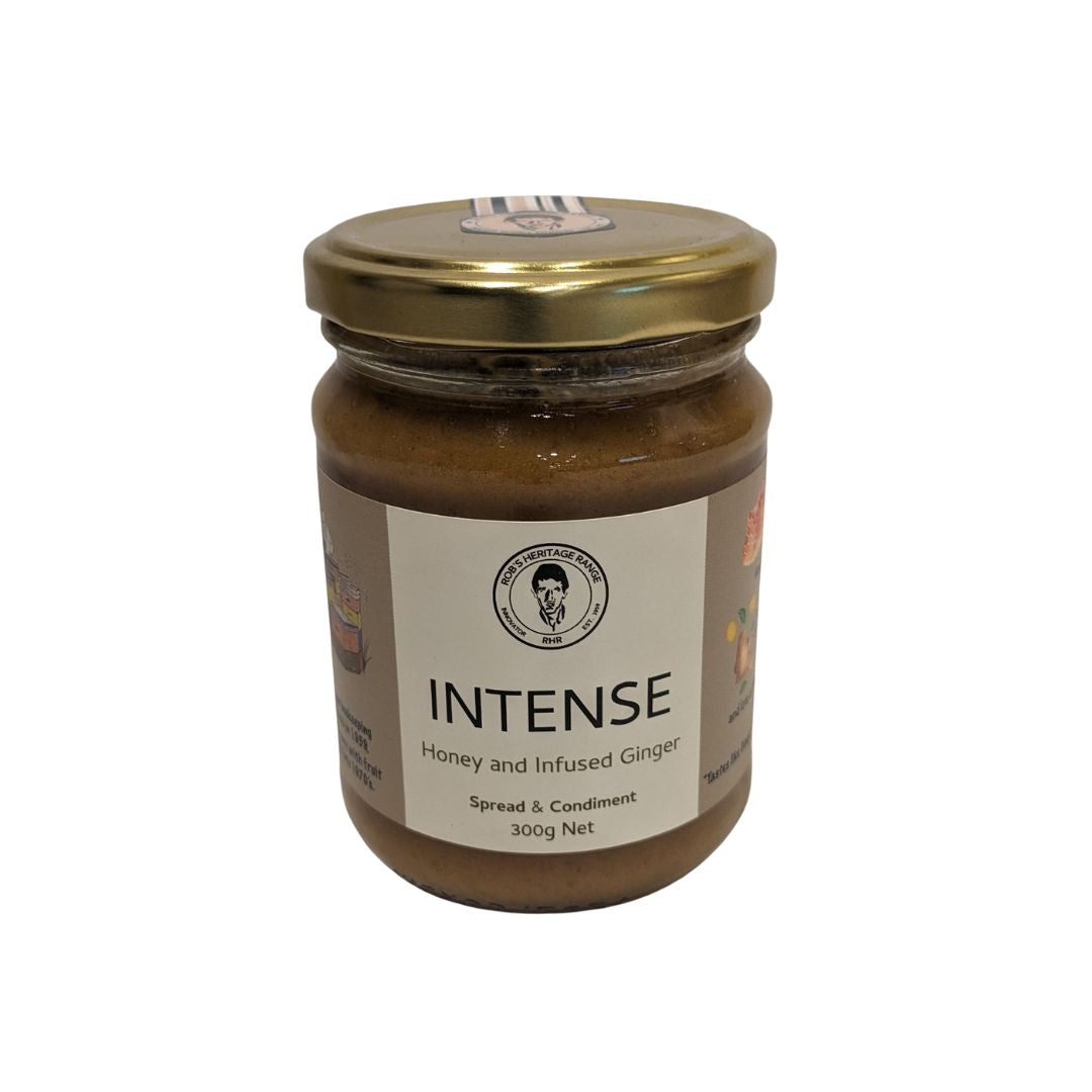 robs heritage range ginger bee intense honey spread 300g