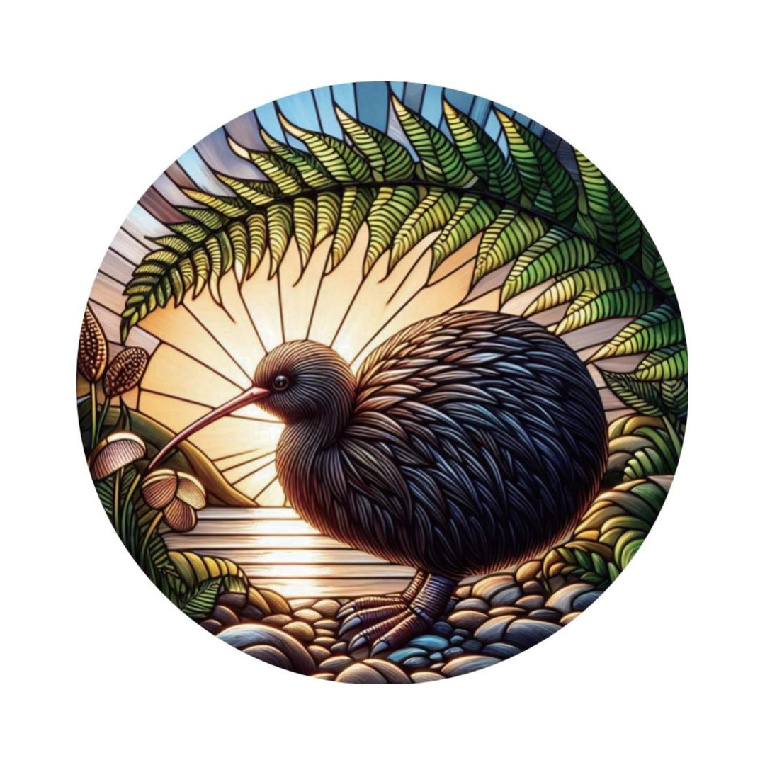 stained glass hanging 30cm kiwi
