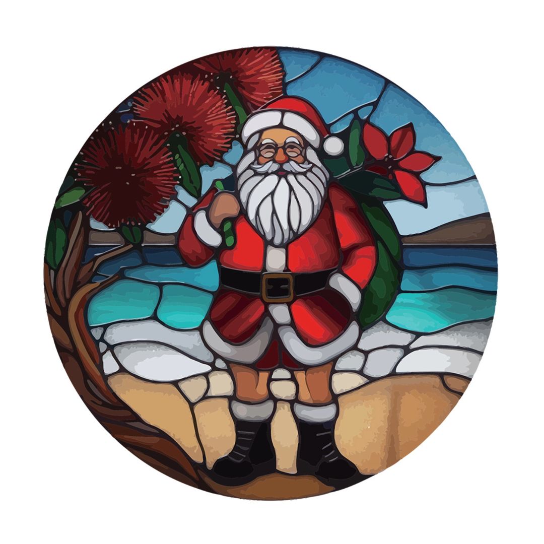 stained glass hanging 30cm santa