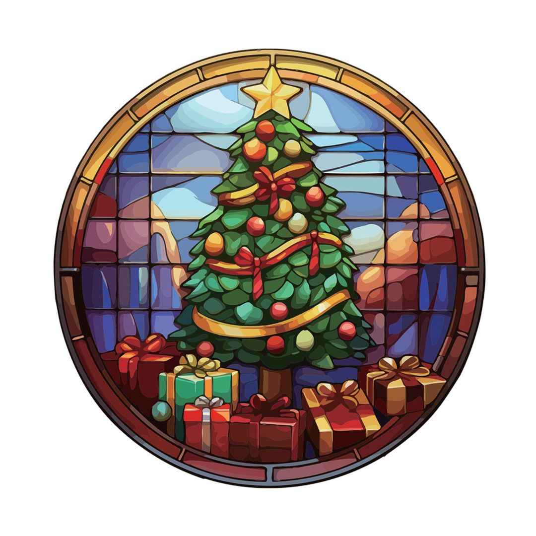 stained glass hanging 30cm christmas tree