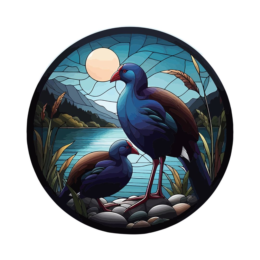 stained glass hanging 30cm pukeko