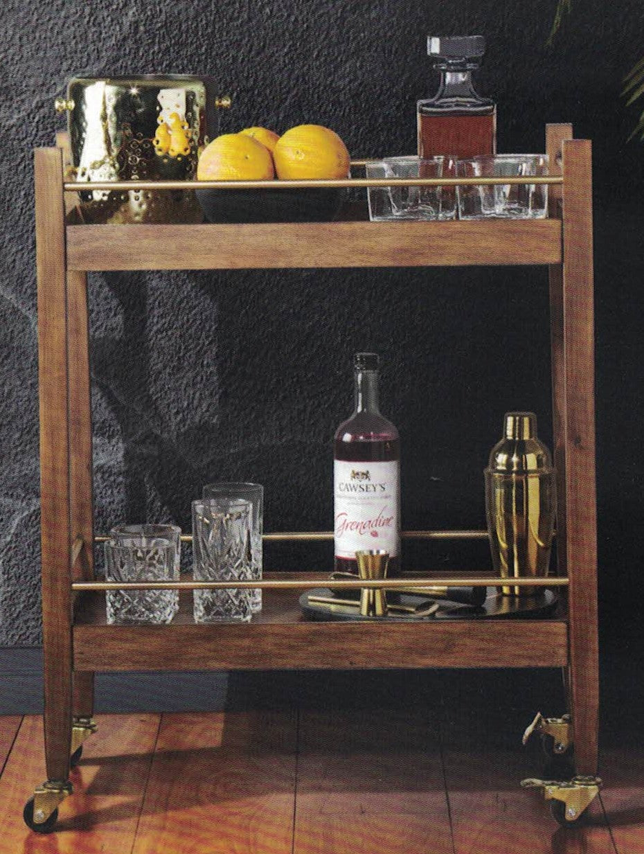 bradley wood bar cart wooden trolley