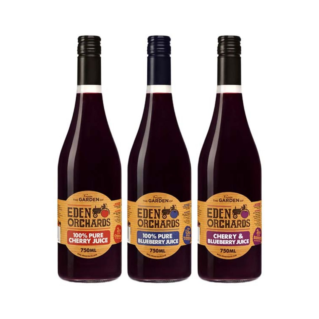 eden orchards pure cherry blueberry juice range