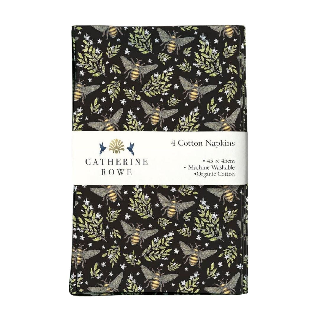 catherine rowe honey bee cotton napkins set 4 45x45cm