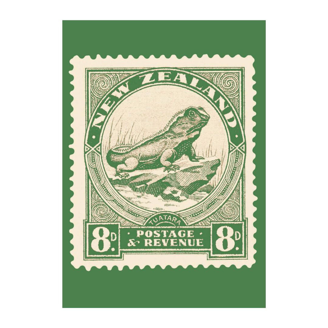 nz postage stamp greeting card tuatara