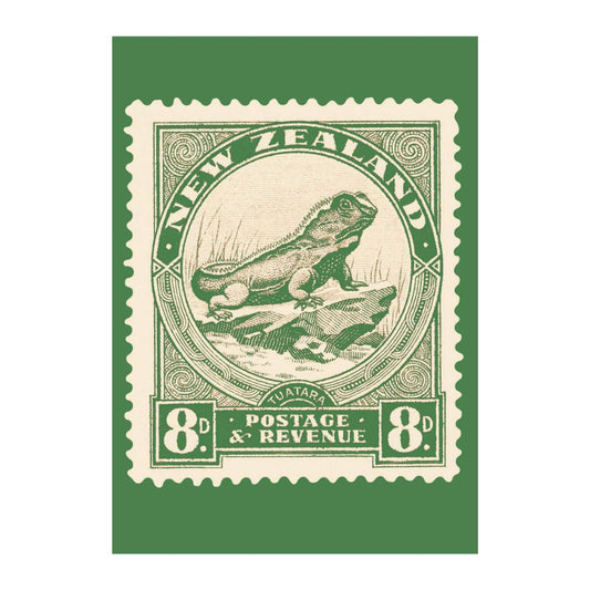 nz postage stamp greeting card tuatara