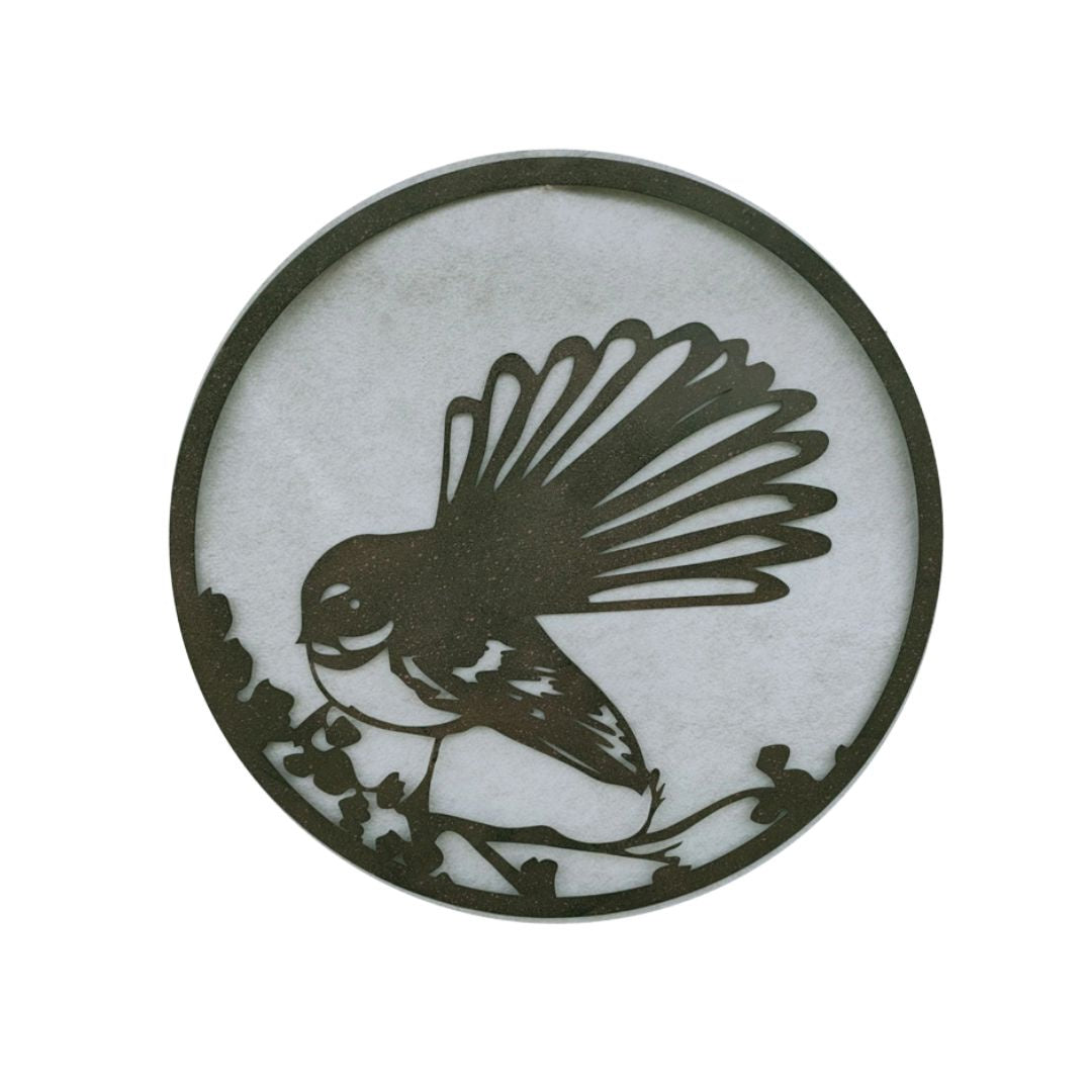 piwakawaka fantail metal wall art 60cm