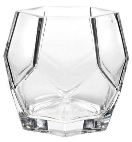 glass candleholder hex 7.5cm