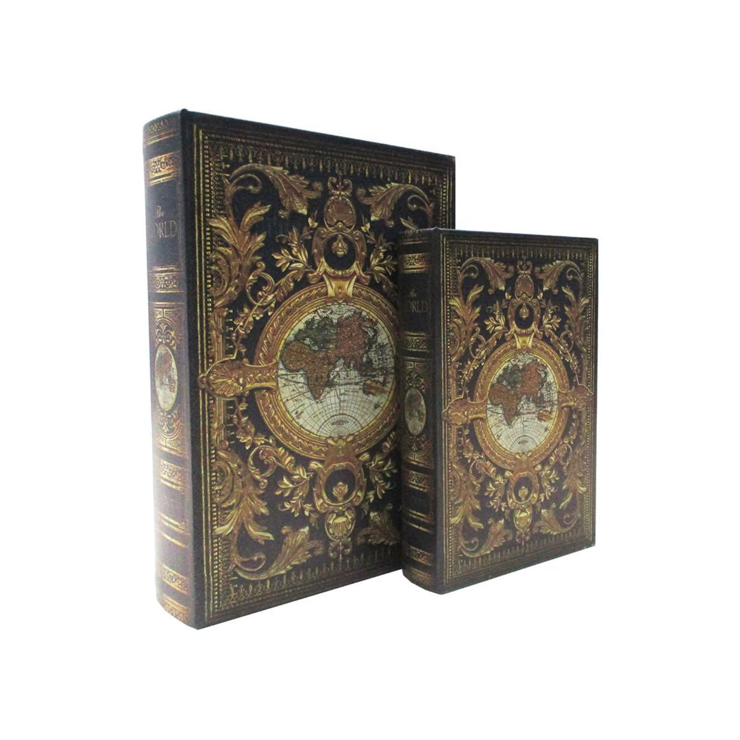 Book box set of 2 world map design