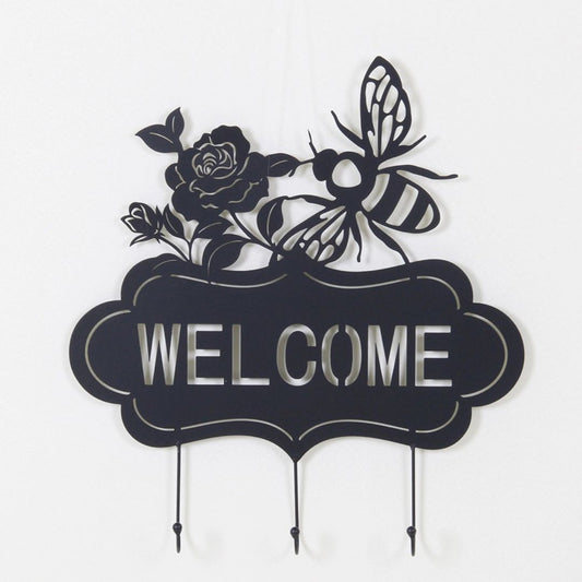 bee flower welcome key hooks three