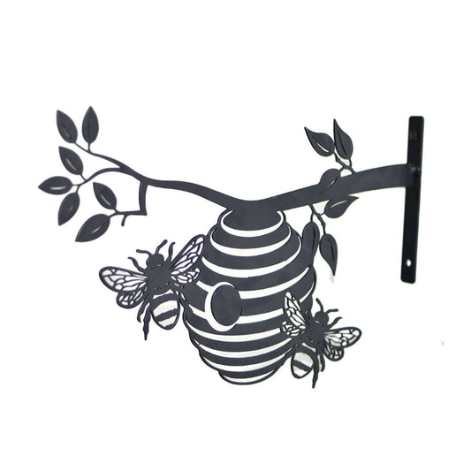 bees hive branch metal garden art