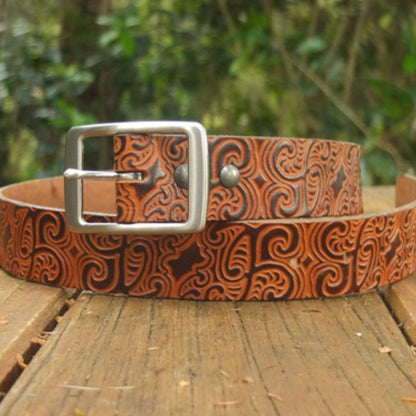 leather belt tan ta moko