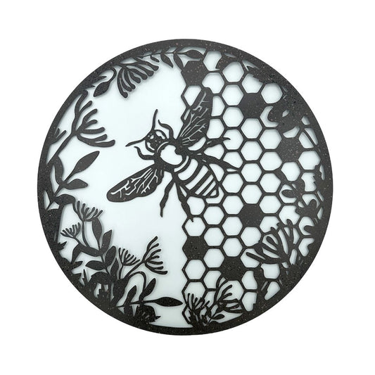 bee garden metal wall art circle 60cm