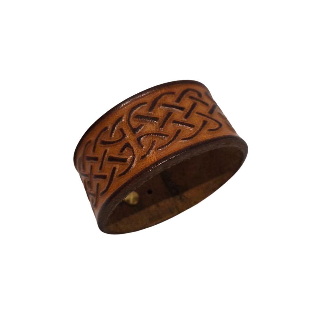 leather wristband 3 tan celtic