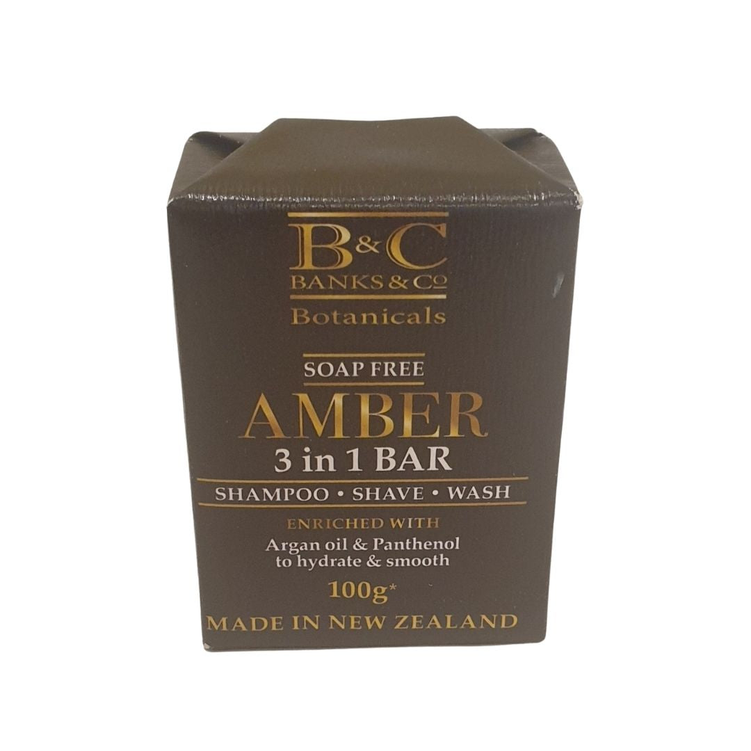 banks and co amber 3in1 shampoo shave wash bar