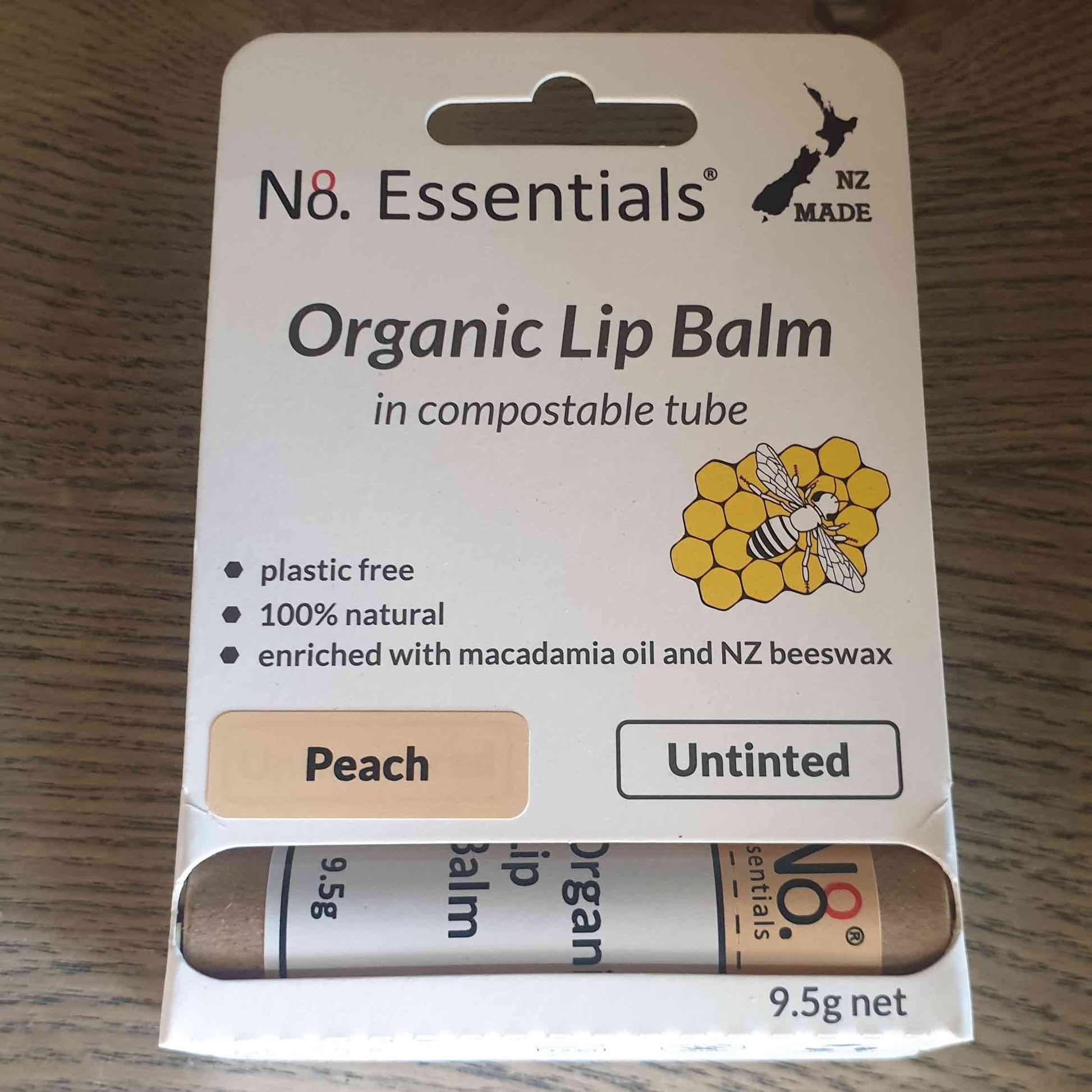 no8 organic lip balm peach