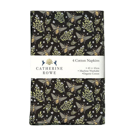 catherine rowe honey bee cotton napkins set 4 45x45cm