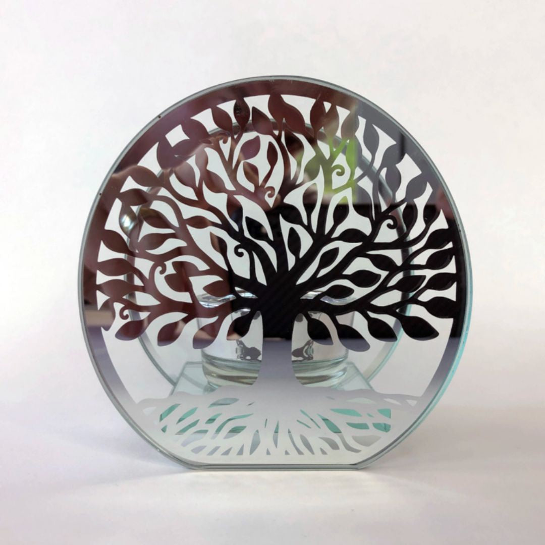 tealight candle holder glass tree of life